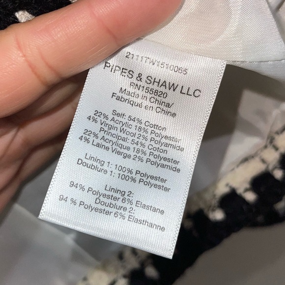 VERONICA BEARD | Albia Black & White Tweed Jacket Size: 8 - Picture 7 of 8